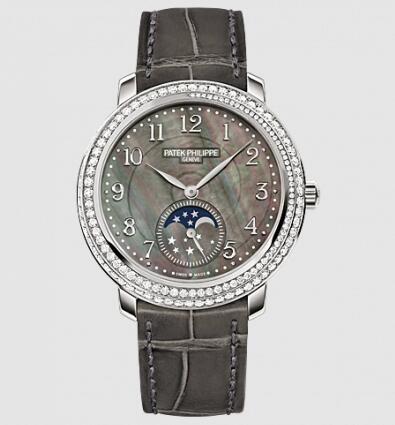 Replica Watch Patek Philippe Moonphase 4968 White Gold Black Mother of Pearl 4968G-001